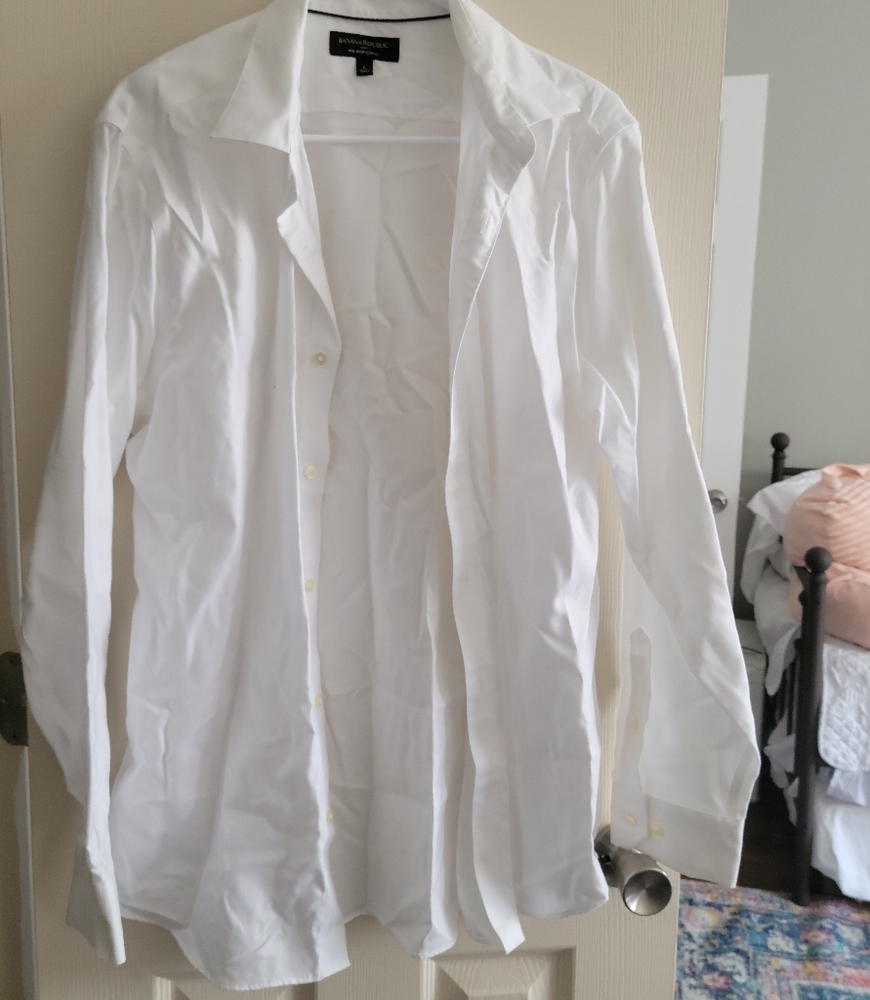 Banana Republic White Non Iron Slim Fit Button Down Size L